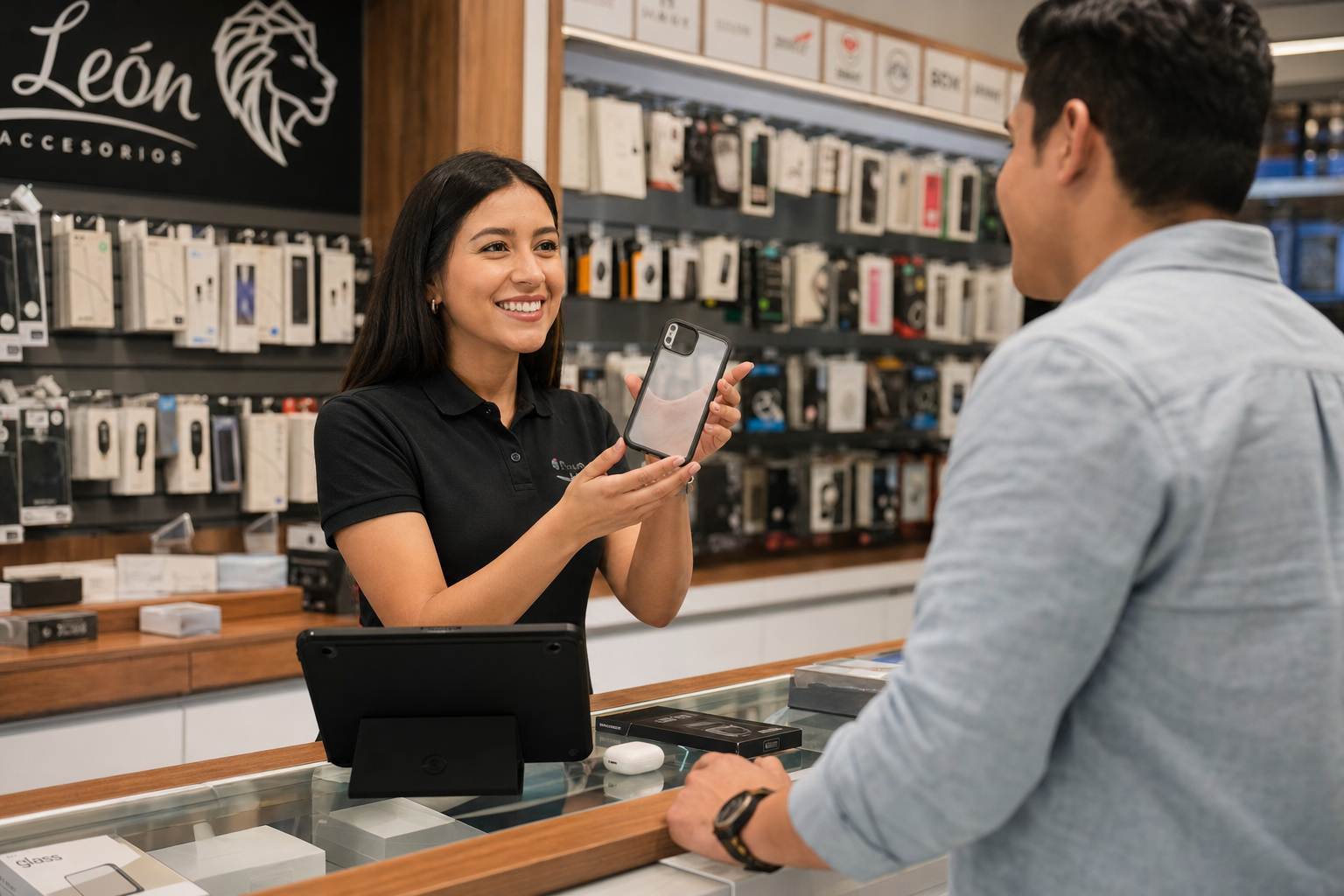 Mostrador POS con Microtec Suite en tienda de accesorios